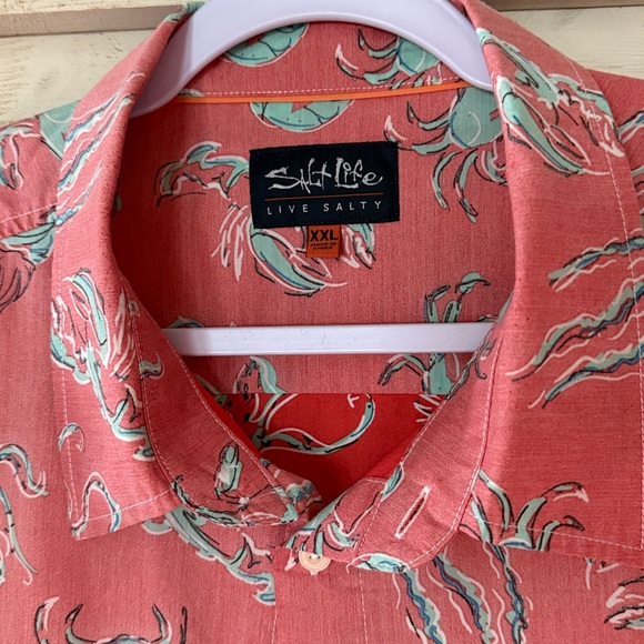 Men’s Salt Life vacation shirt crab octopus lobster jellyfish print button down - Picture 2 of 6